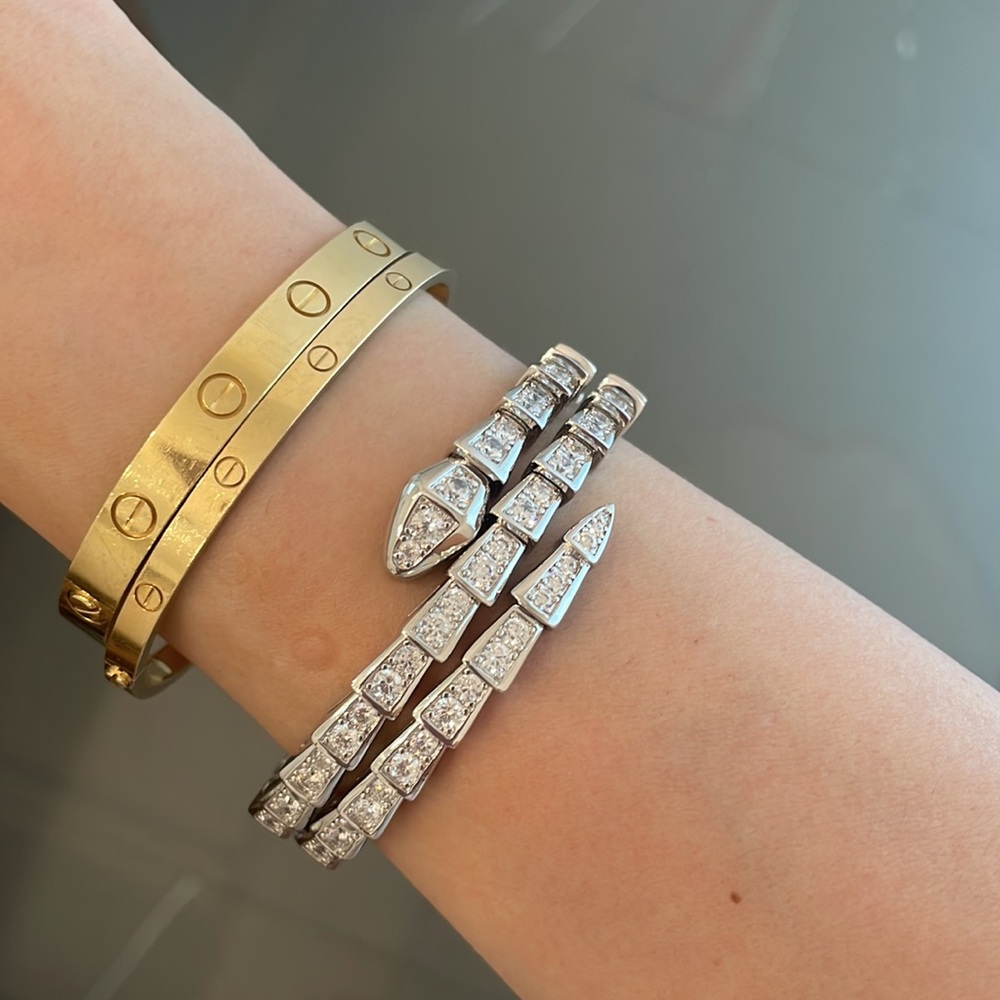 SERPEN BRACELET SILVER DIAMOND DOUBLE ROW